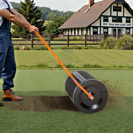 Compost Spreader, 24-Inch Peat Moss Roller, Adjustable Handle