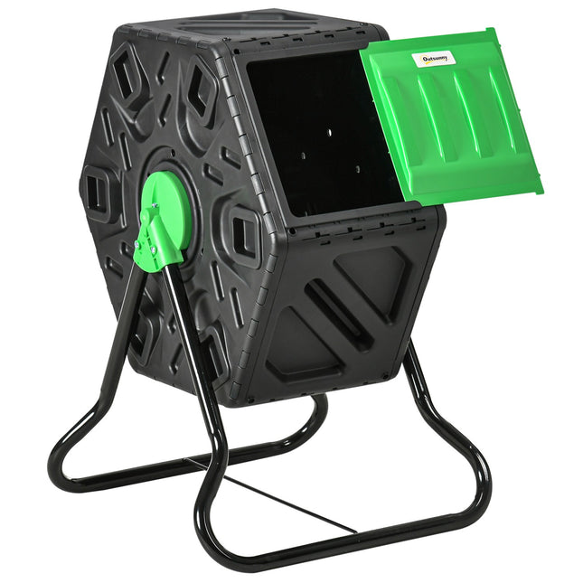 Composter 65 litri, 60x49x77cm composter rapid rotativ din plastic, termocompostator rezistent la intemperii cu sistem de ventilatie, capac, composter de gradina, recipient de compost pentru gradina, bucatarie, balcon