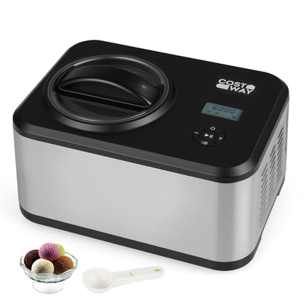 Aparat de înghețată cu compresor 1,5 l, oțel inoxidabil, temporizator LCD