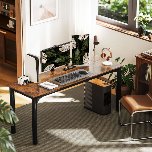 Birou pentru computer, maro rustic, design spațios, PAL