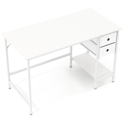 Birou de calculator cu 2 sertare, raft, cârlig, 120x60 cm, alb