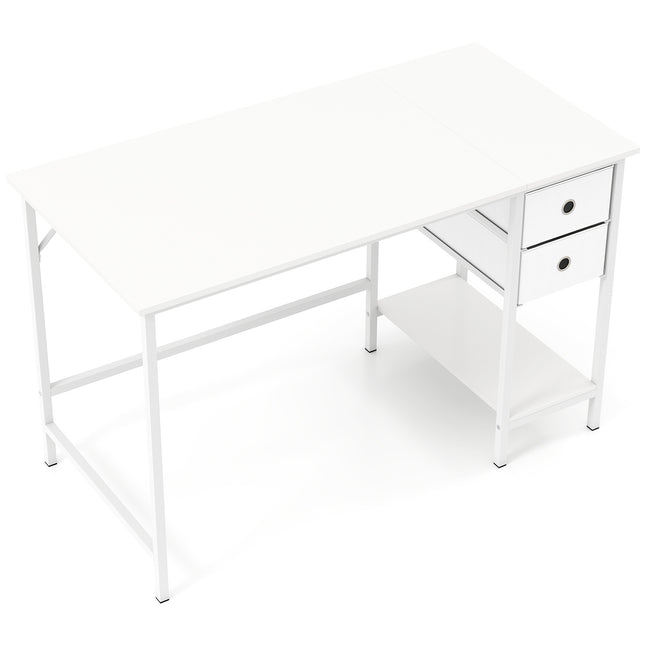 Birou de calculator cu 2 sertare, raft, cârlig, 120x60 cm, alb