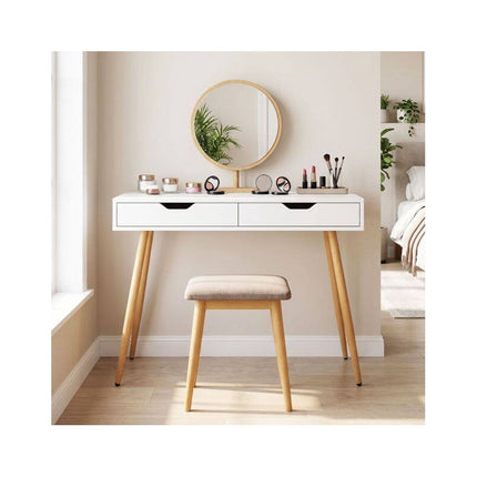 Computer Desk with 2 Drawers, 108 x 48 cm Writing Study Desk, White