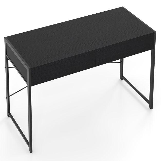Birou de calculator cu 2 sertare, cadru metalic, 111x48 cm