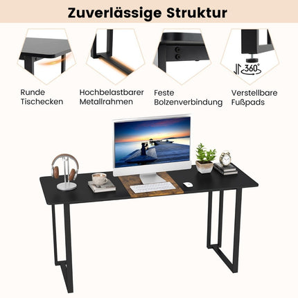 Birou pentru computer cu cadru metalic, 160x60 cm, maro