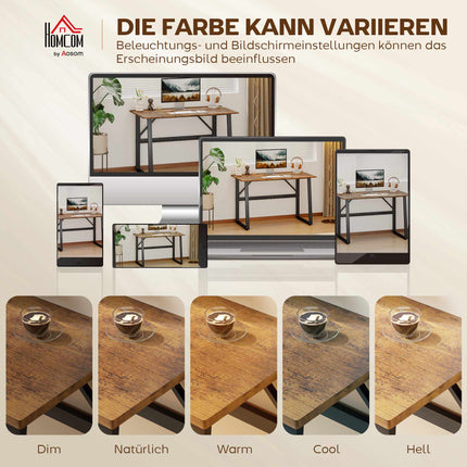 Computer Desk with Steel Frame 120 x 60 x 76 cm, Rustic Brown, Black