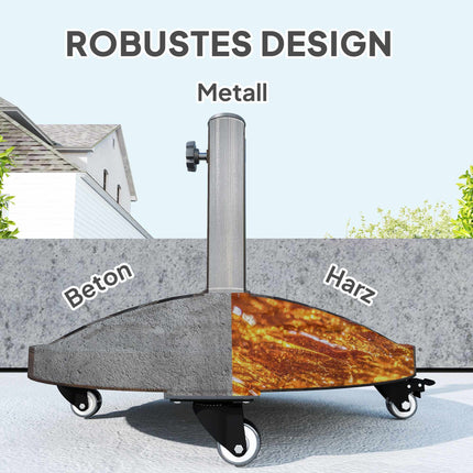 Suport de umbrelă din beton cu roți, potrivit pentru tije de 32-48 mm