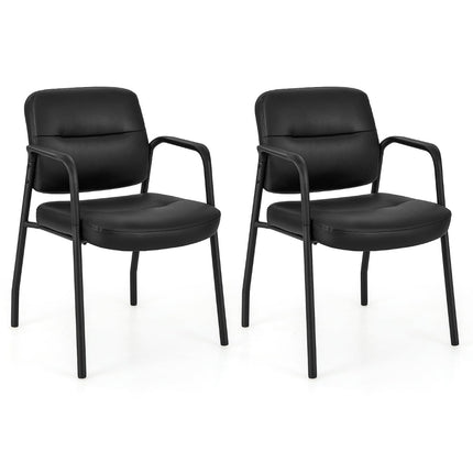 Set de 2 scaune de conferință – Căptușite, cu cotiere, cadru metalic