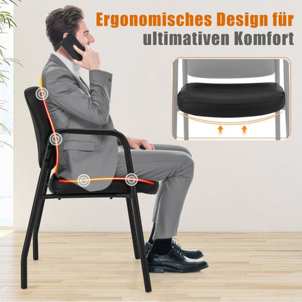 Set de 2 scaune de conferință – Căptușite, cu cotiere, cadru metalic