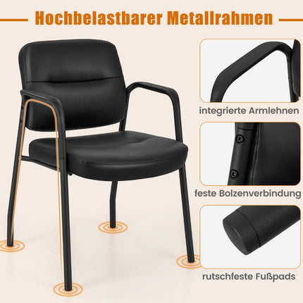 Set de 2 scaune de conferință – Căptușite, cu cotiere, cadru metalic