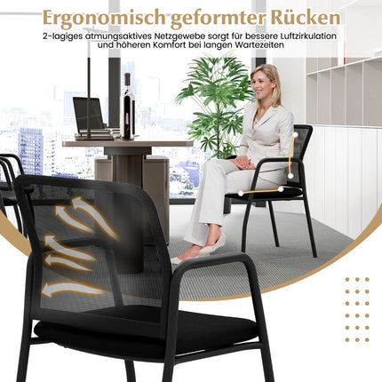 Set de 2 scaune de conferință cu cotiere, negre, capacitate 150 kg