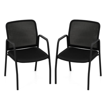 Set de 2 scaune de conferință cu cotiere, negre, capacitate 150 kg