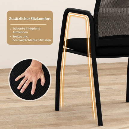 Set de 2 scaune de conferință cu cotiere, negre, capacitate 150 kg