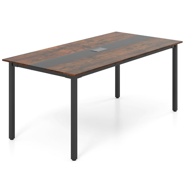 Masă de conferință 180x90 cm pentru 8-10 persoane, sistem de gestionare a cablurilor
