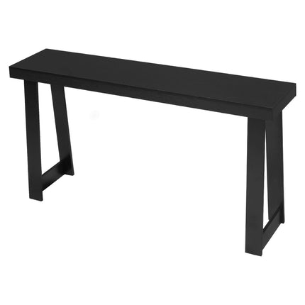 Console Table 140 cm, Narrow Black Sofa Table With Shelf