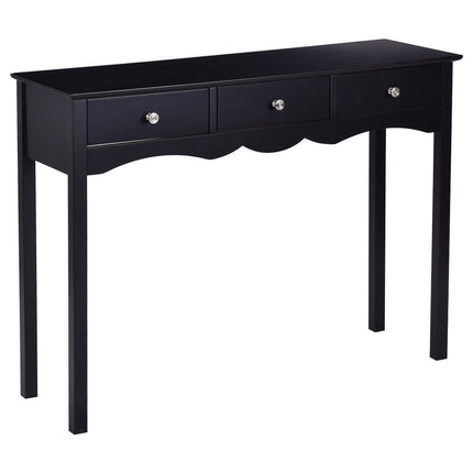 Console Table with 3 Drawers for Hallway and Entryway, Black, High Gloss MDF