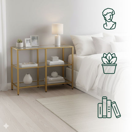 Masă consolă cu 3 rafturi din sticlă - Design modern