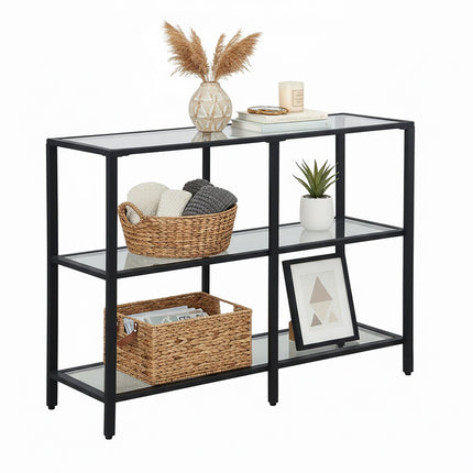 Masă consolă cu 3 rafturi din sticlă - Design modern