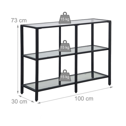 Masă consolă cu 3 rafturi din sticlă - Design modern