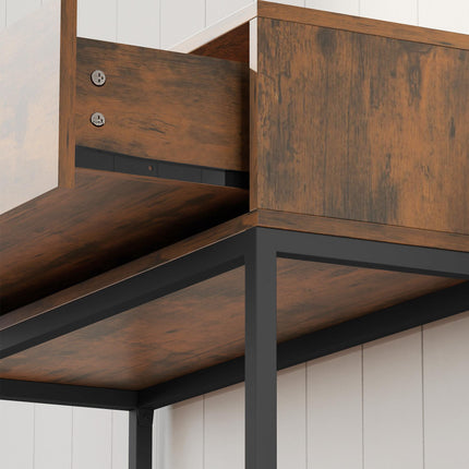 Masă consolă cu sertar, design industrial, 80x30x76 cm, neagră
