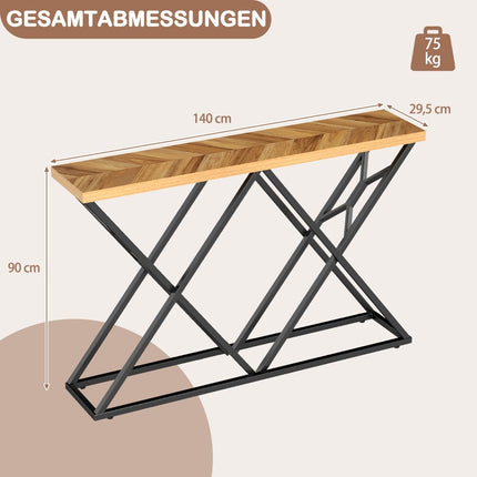 Masă consolă cu bază metalică geometrică, 140 cm