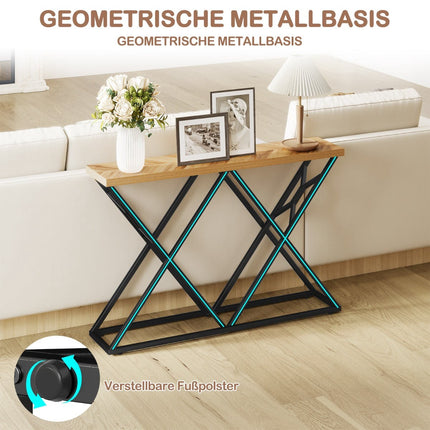 Masă consolă cu bază metalică geometrică, 140 cm