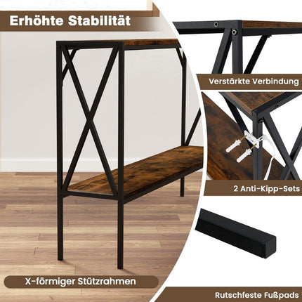 Consolă cu cadru metalic, 120 cm, depozitare pe 2 niveluri