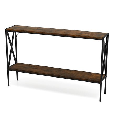 Consolă cu cadru metalic, 120 cm, depozitare pe 2 niveluri
