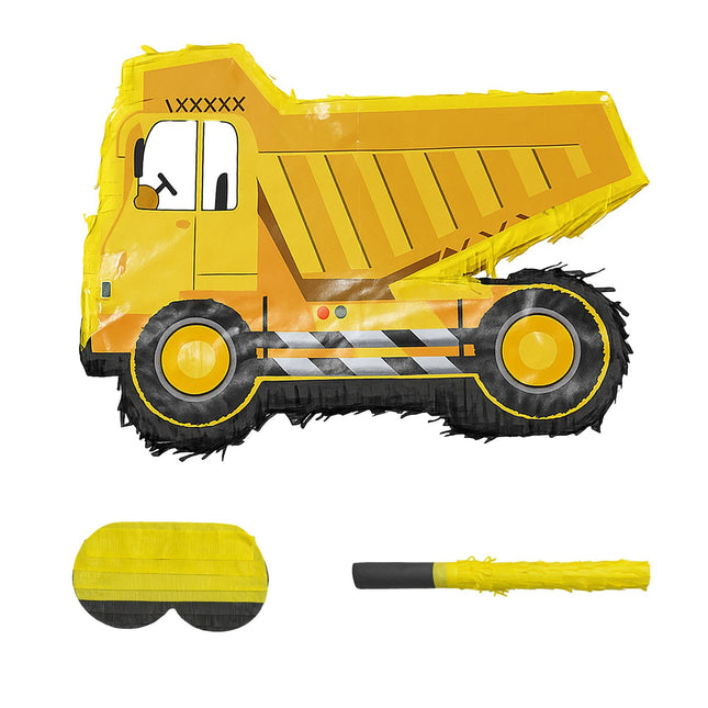 Set piñata pentru vehicule de construcții cu bâtă și mască