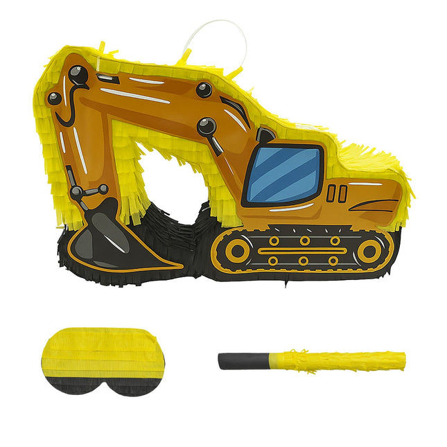Set piñata pentru vehicule de construcții cu bâtă și mască
