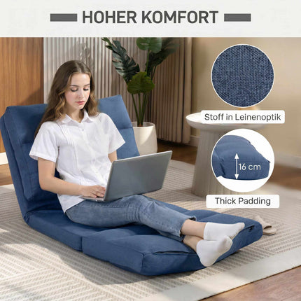 Fotoliu extensibil convertibil, spătar reglabil, albastru închis
