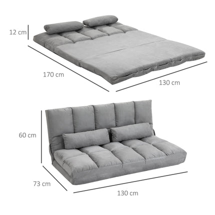 Canapea extensibilă convertibilă, spătar reglabil, gri deschis