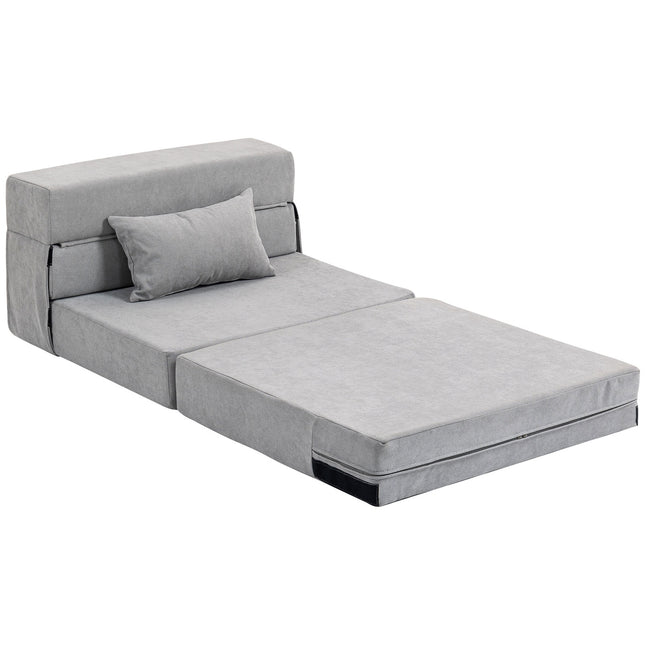 Convertible Floor Sofa Bed – Foam, Light Grey, Includes Pillow