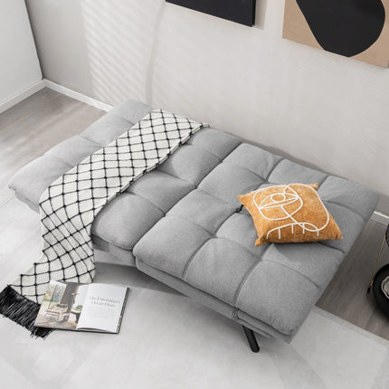 Canapea extensibilă convertibilă futon gri cu spătar reglabil