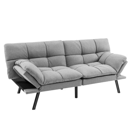 Canapea extensibilă convertibilă futon gri cu spătar reglabil