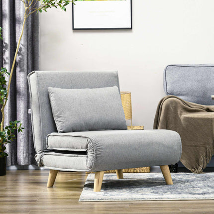 Fotoliu extensibil convertibil, spătar reglabil, aspect in, gri deschis