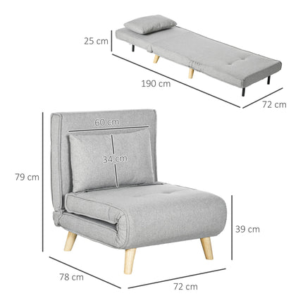 Fotoliu extensibil convertibil, spătar reglabil, aspect in, gri deschis