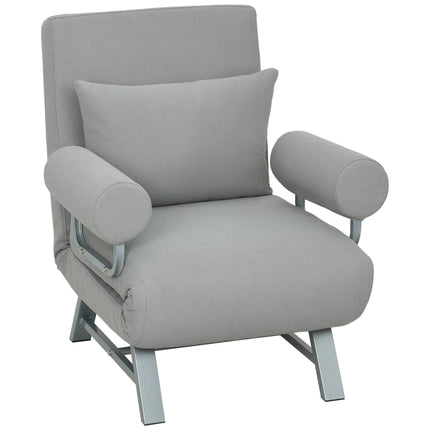 Fotoliu extensibil convertibil, ergonomic, material textil gri deschis