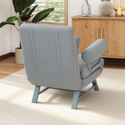 Fotoliu extensibil convertibil, ergonomic, material textil gri deschis
