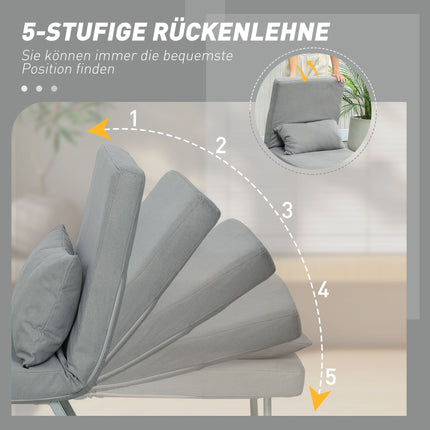 Fotoliu extensibil convertibil, ergonomic, material textil gri deschis