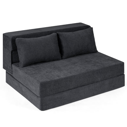 Canapea extensibilă convertibilă, 3 în 1, chenilă, 2 perne, gri