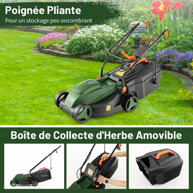 Mașină de tuns iarba electrică cu fir, 10A 32 cm, sac de 25L