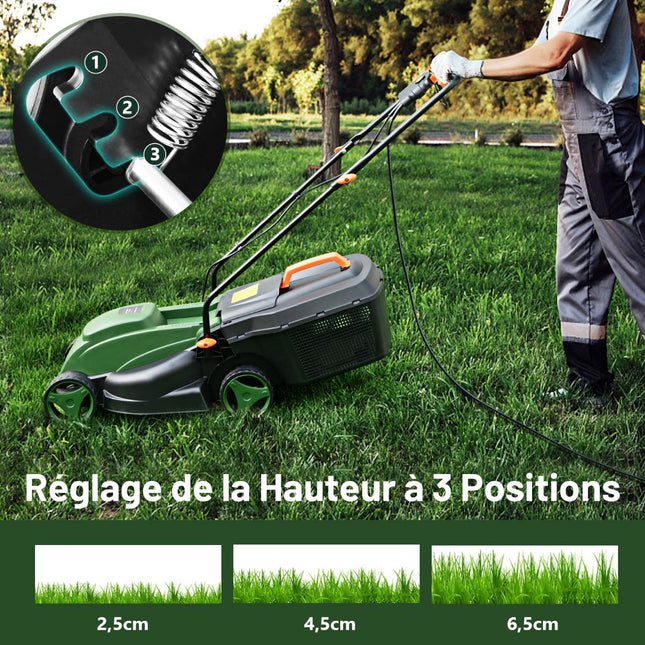 Mașină de tuns iarba electrică cu fir, 10A 32 cm, sac de 25L