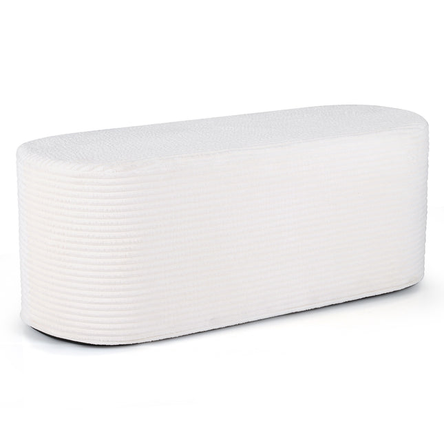 Corduroy Ottoman Bench, 120 cm, Beige, High-Density Foam