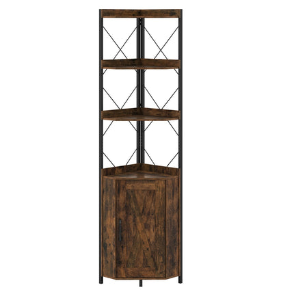 Raft de cărți de colț cu spațiu de depozitare, 5 niveluri, maro rustic, 180 cm