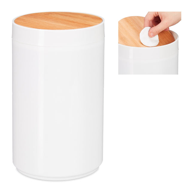 Coș cosmetic cu capac pivotant din bambus