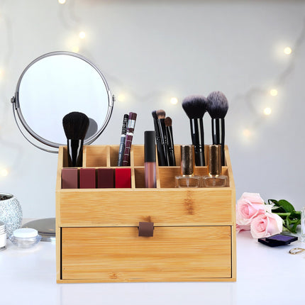 Organizator de cosmetice cu 9 compartimente și sertar