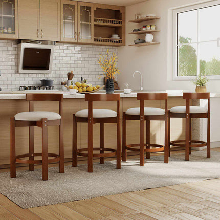 Counter Height Bar Stools Set of 2 with Backrests, Beige, 24 Inch Seat Height