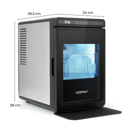Aparat de gheață de blat, 12 kg/zi, cuburi pătrate transparente de 4 cm, argintiu