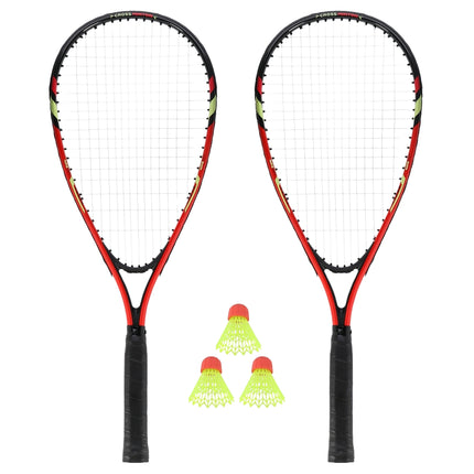 Set Crossminton cu 2 rachete, volante, husa rosie
